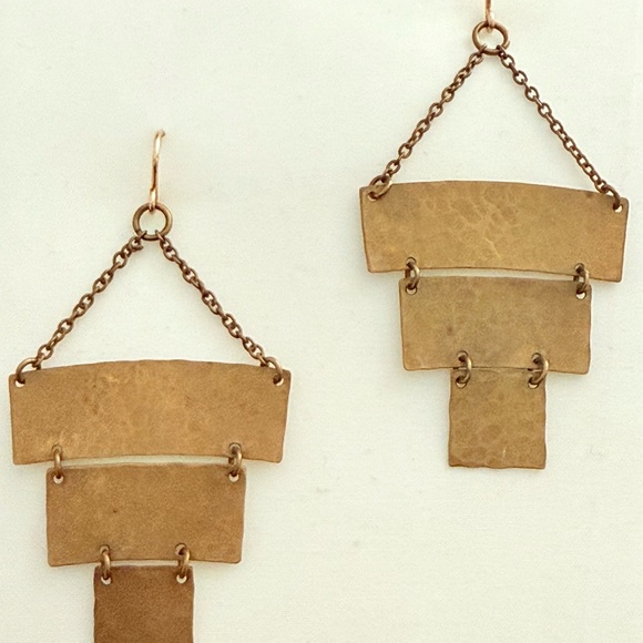 Elegant Artisan Hammered 14ktGold-filled Tiered Earrings - Picture 1 of 4
